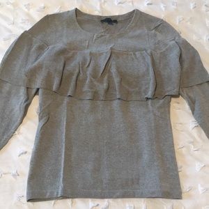 Ann Taylor grey sweater with ruffle detail